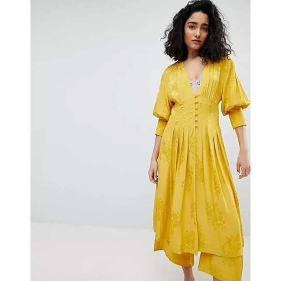 Bershka Floral Woven Over Jacket, Size M-L and Matching Pants, Size M in Yellow​ - Picture 1 of 16